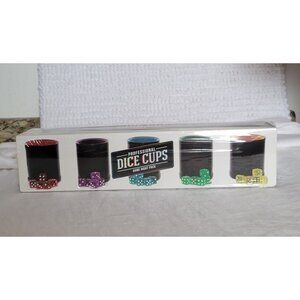 NEW Brybelly Professional Dice Cups Game Night Pack Colorful 5 w/matching dice